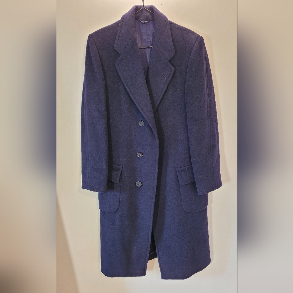 D. & E. Dalton Cashmere Long Vintage Peacoat Navy Blue Made In England - M - Picture 4 of 11